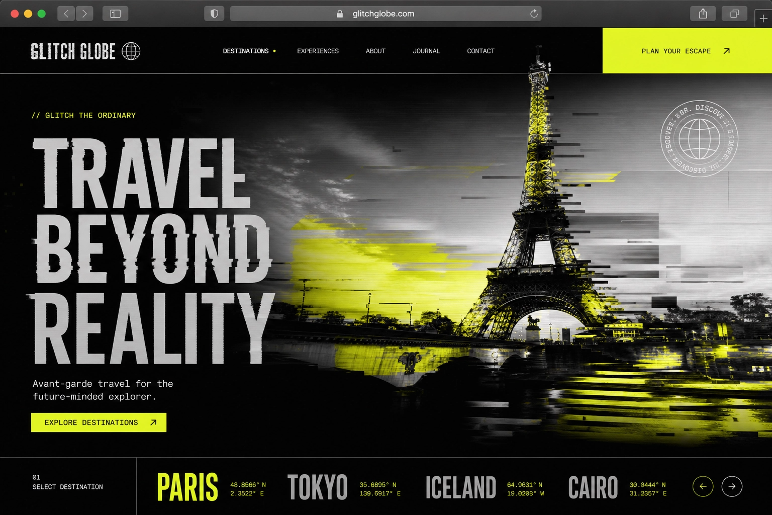 Glitch Globe travel site