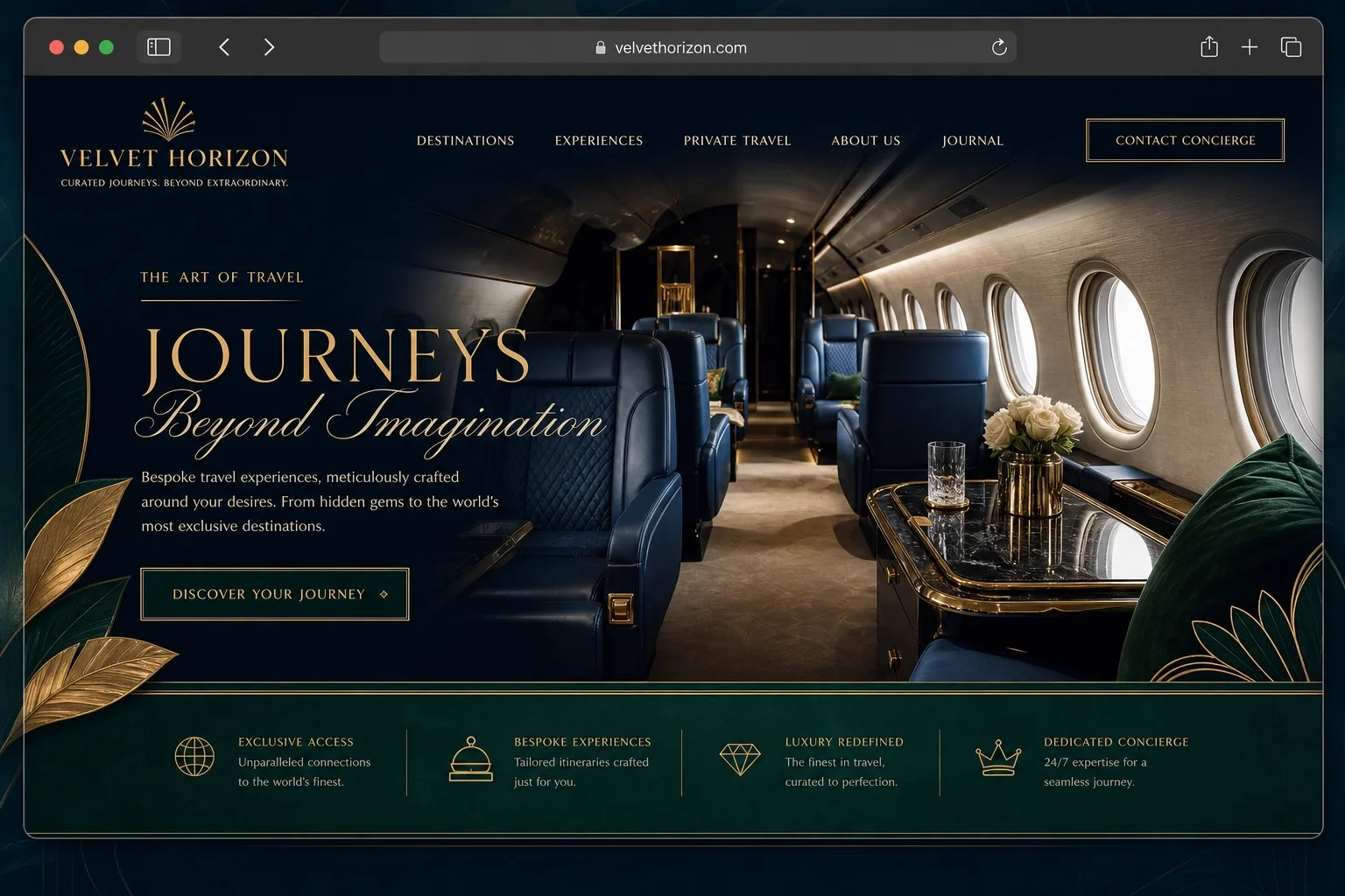 Velvet Horizon travel site